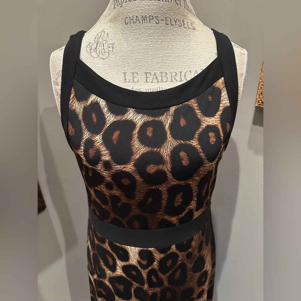 Elie McCarthy Animal Print Asymmetrical Midi Dress EUC - Picture 3 of 7